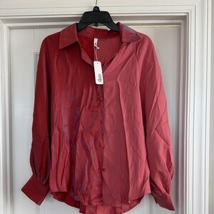 Glam Scarlet Button-Up Shirt